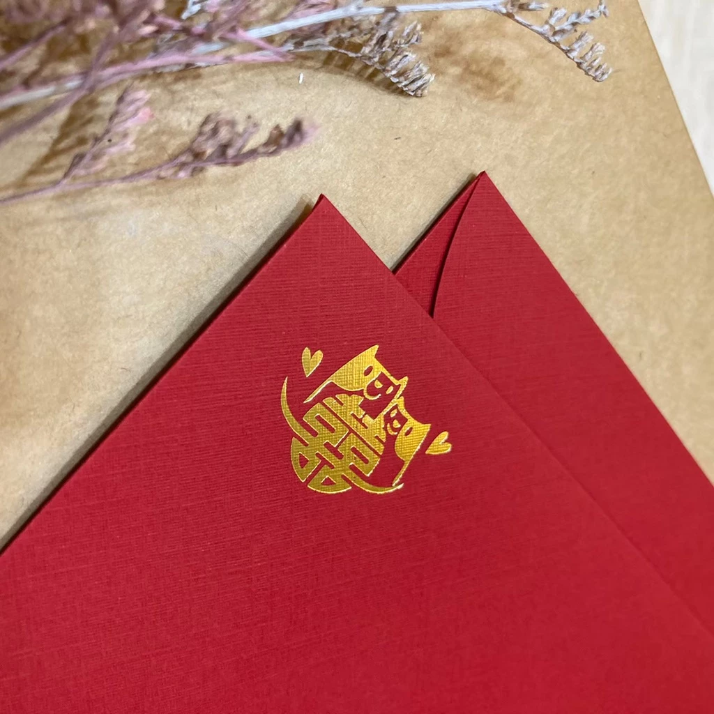 貓咪囍字萊妮燙金信封