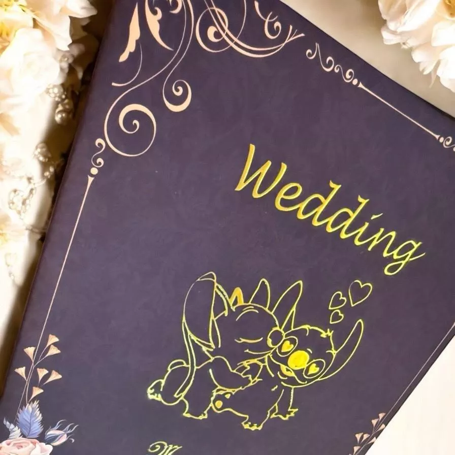 絲絨膜-局部燙金-證書夾-史迪奇-經典幸福花園