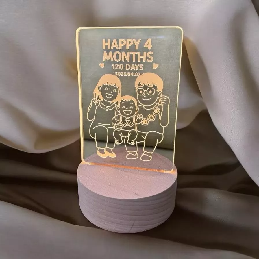 (免費送線條插畫) 雷雕壓克力造型燈座