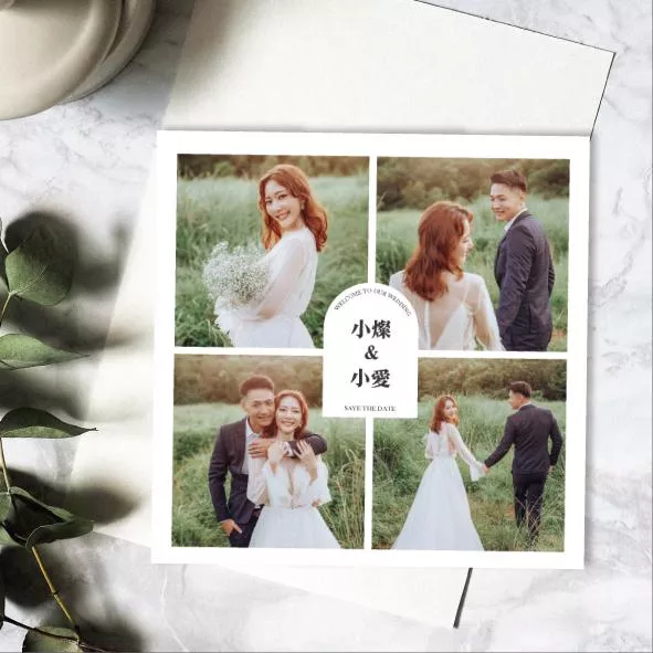 9X9公分婚紗款謝卡-4格婚紗