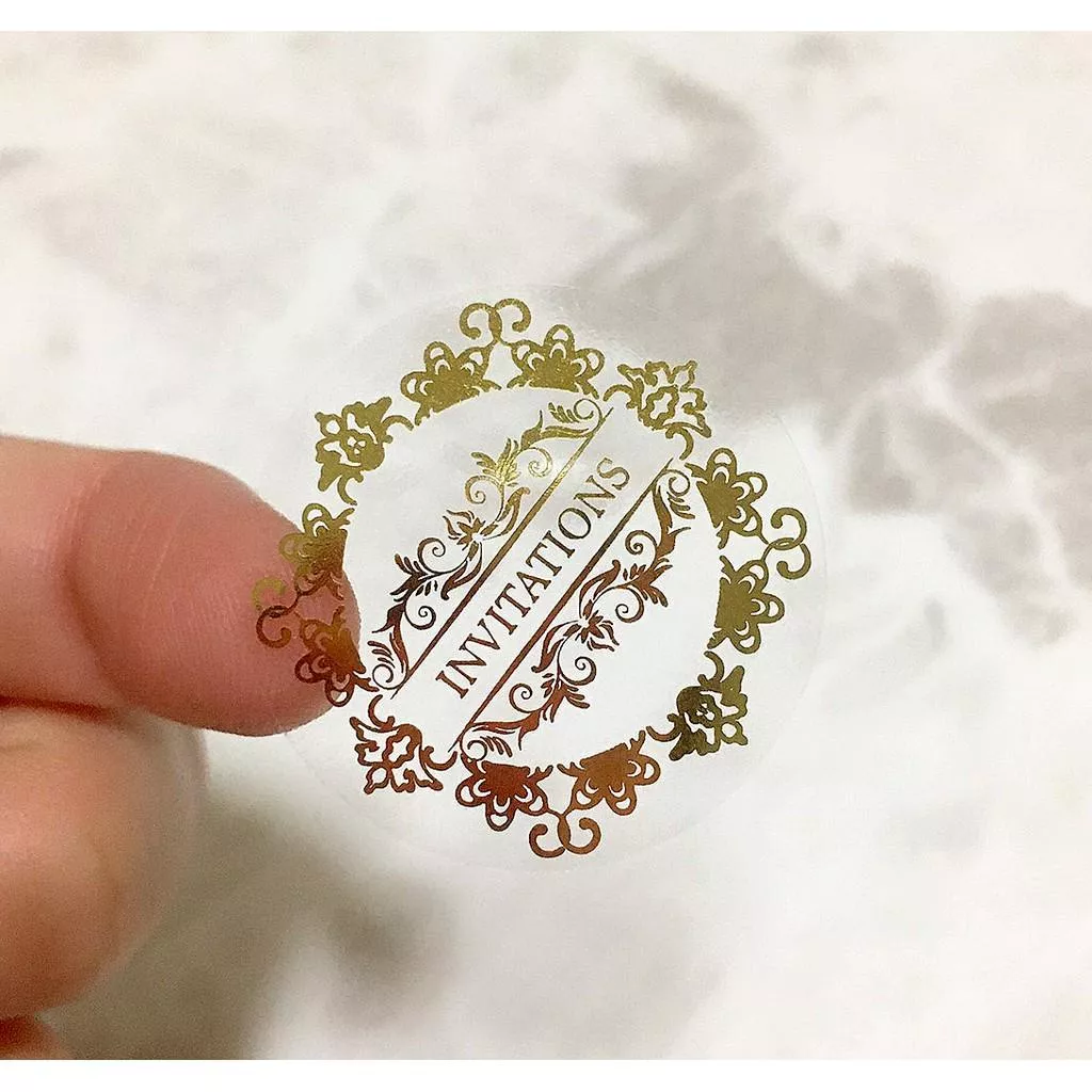 喜帖透明燙金3公分圓型貼 邀請卡貼紙  婚禮貼紙 喜帖貼紙 喜餅貼紙