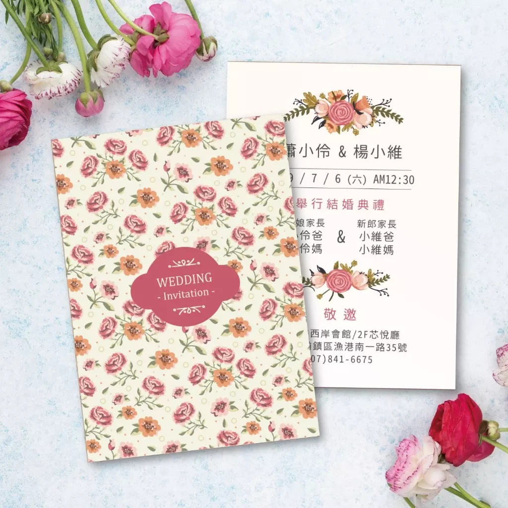 明信片設計款-復古浪漫玫瑰