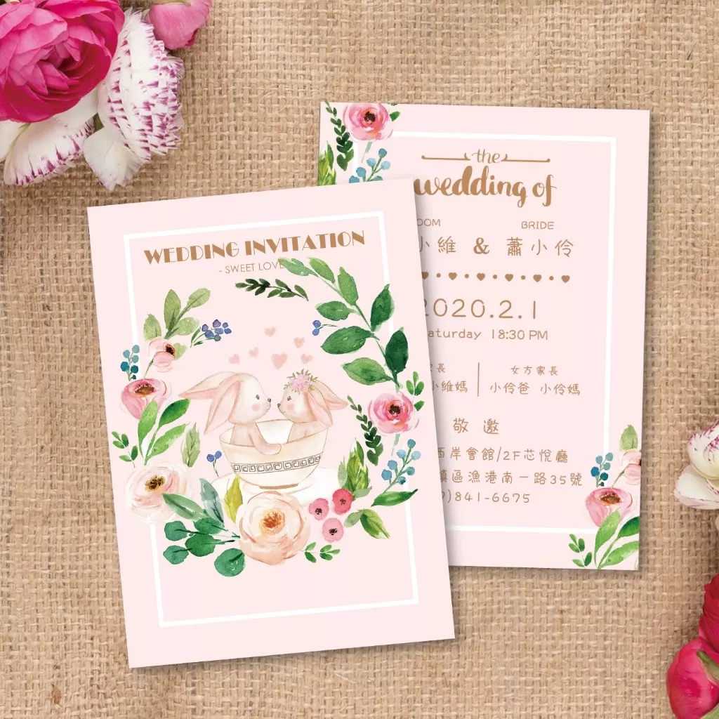 明信片設計款-可愛手繪兔插畫C