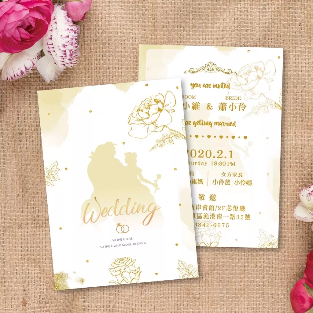 明信片主題款-迪士尼-美女與野獸-白金款婚禮