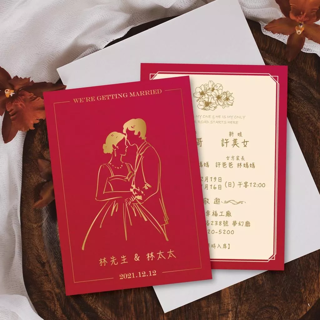 明信片插畫款-客製仿金插畫線條A