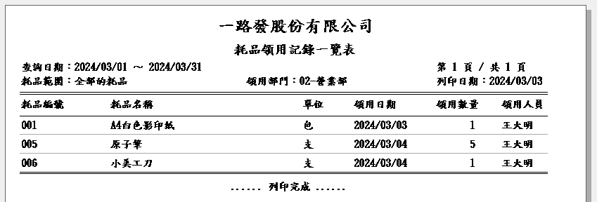 資產管家-消耗品記錄管理系統