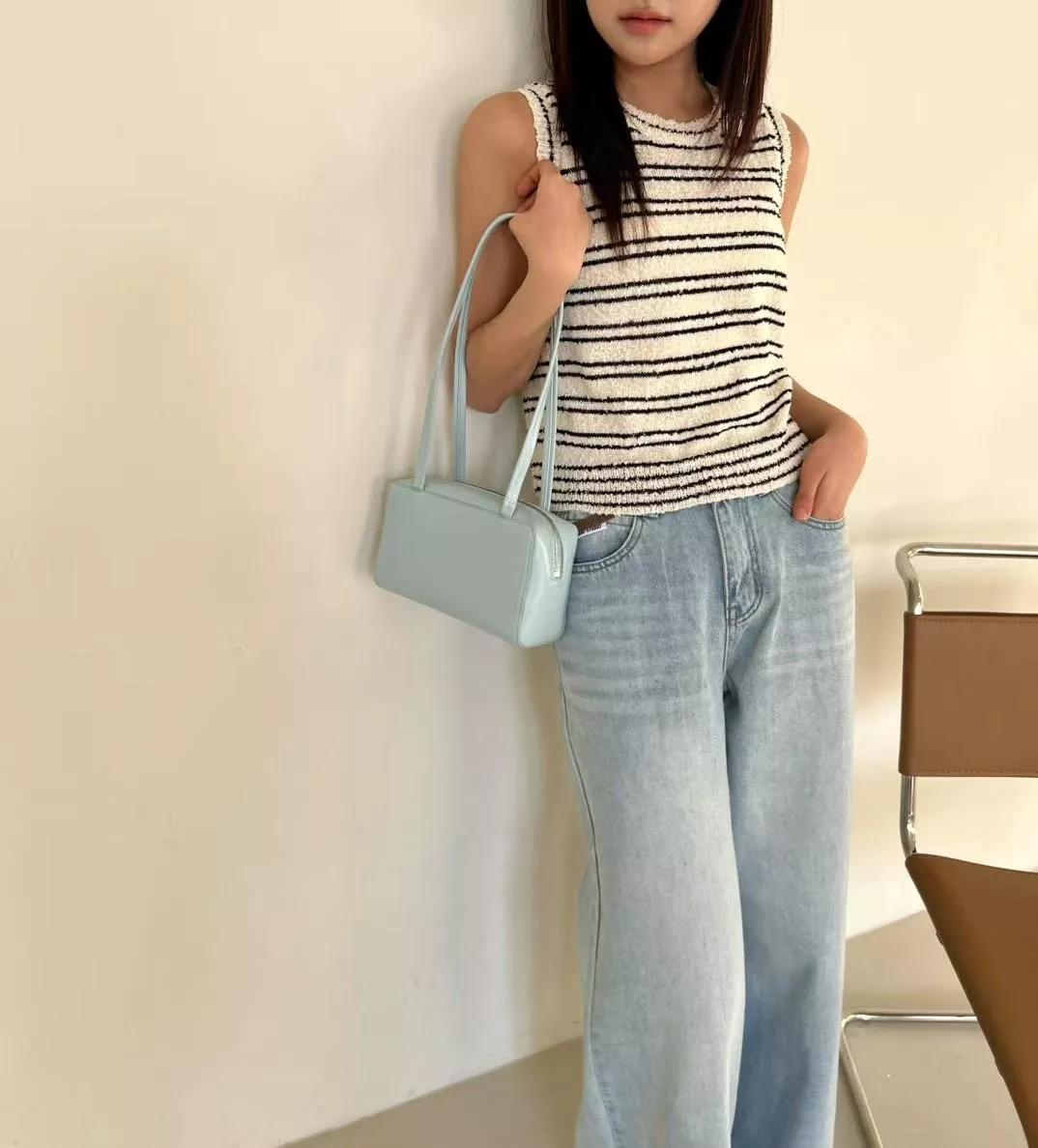 毛巾料質條紋背心