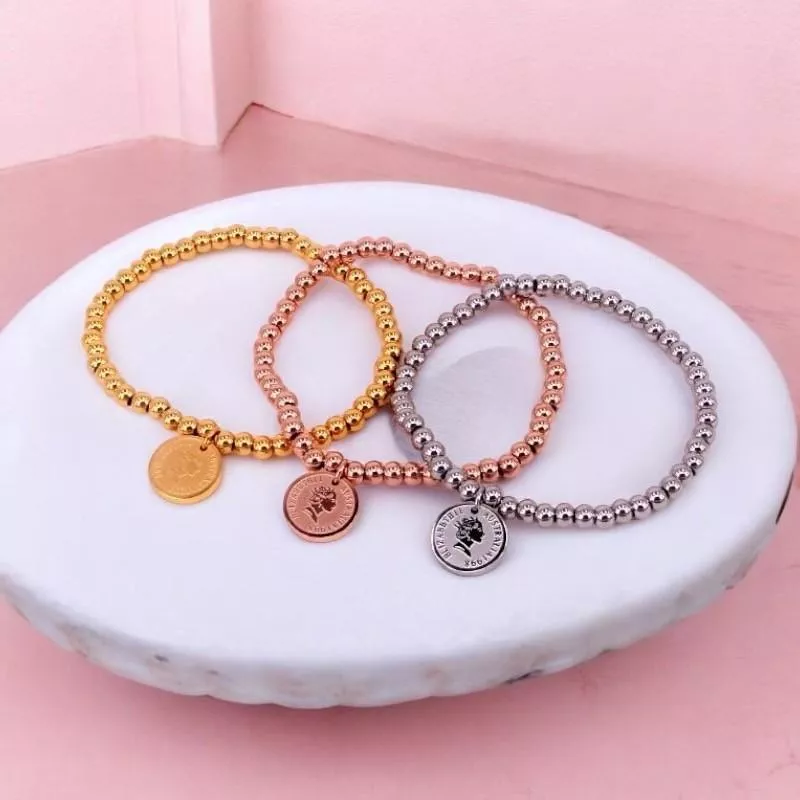 女王彈性繩鈦鋼手鍊