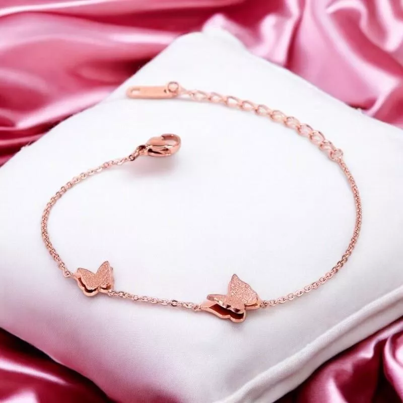 蝴蝶磨砂鈦鋼手鍊