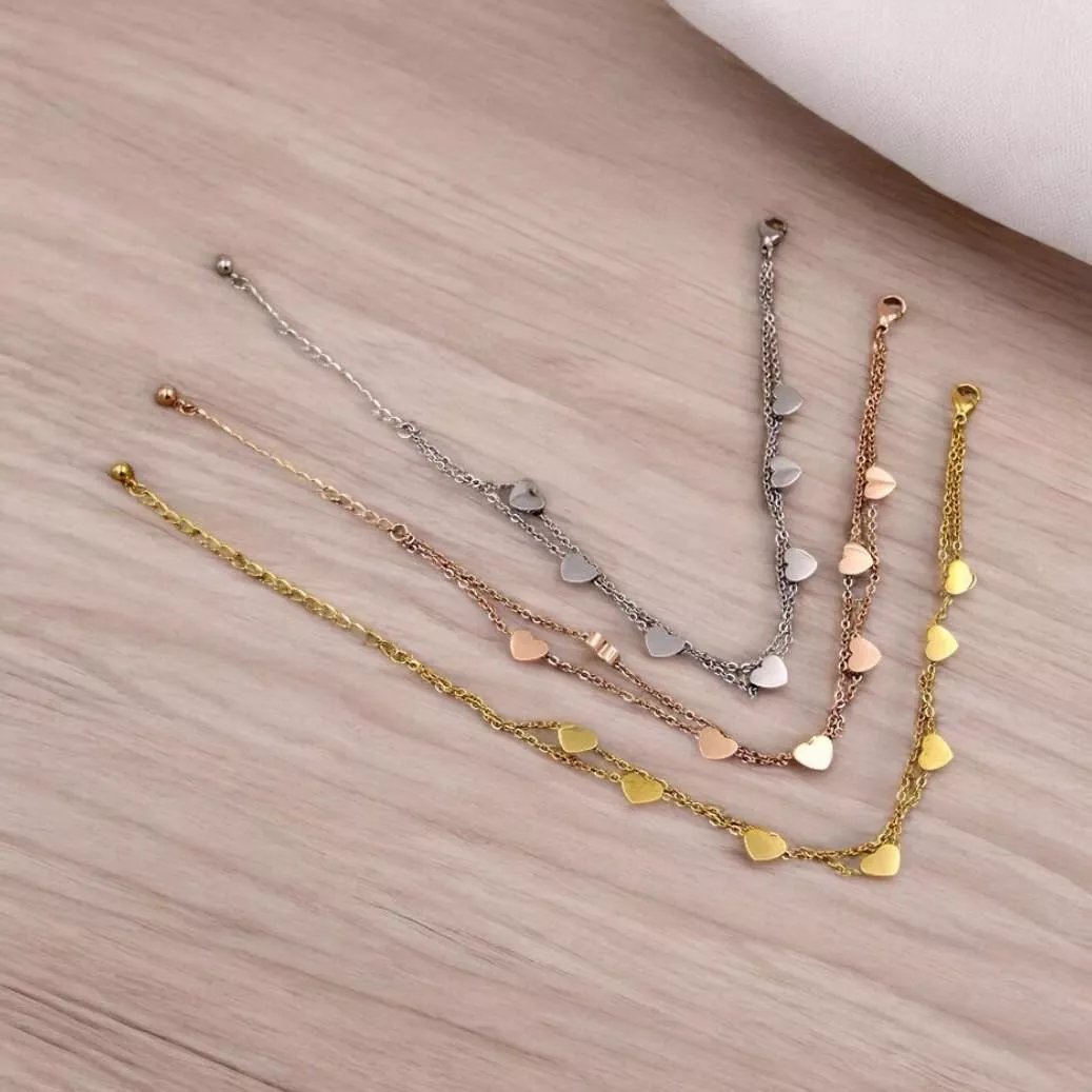 愛心雙鍊鈦鋼手鍊