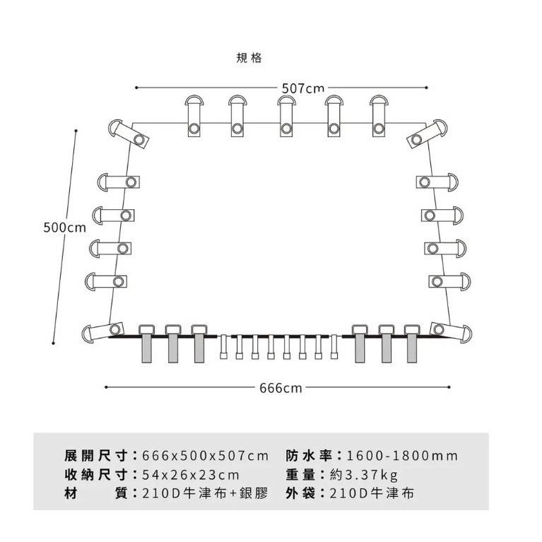 【營伙蟲1255】客廳帳延伸布 Treewalker  炊事帳延伸布 天幕布 延伸帳 邊布 涼棚 延伸棚 塗銀膠