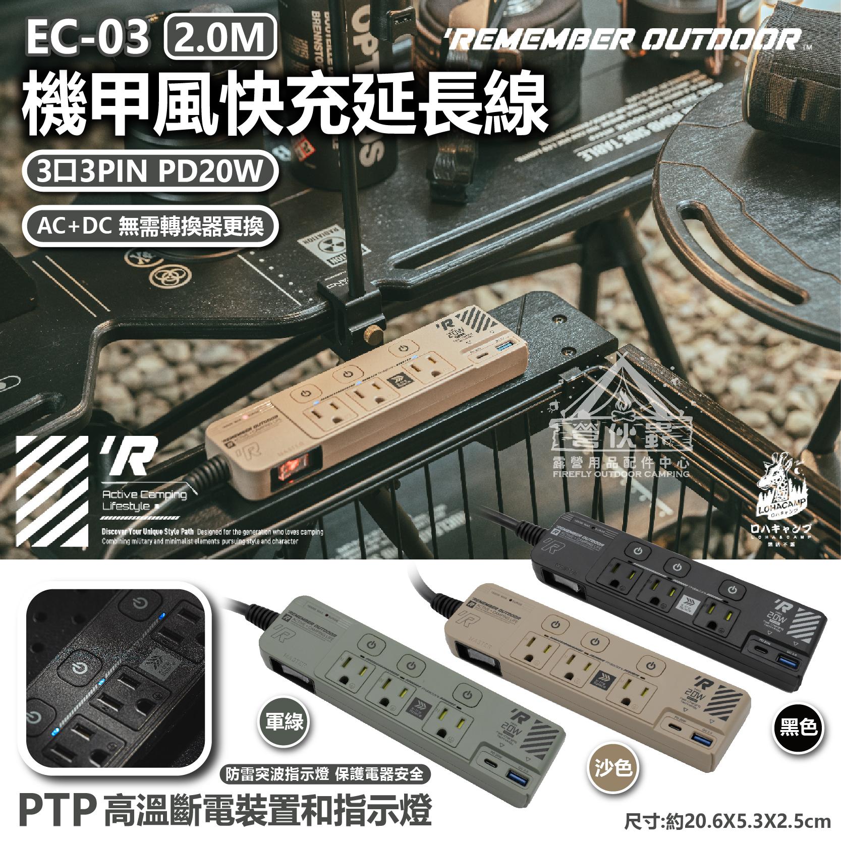 【營伙蟲1529】樂活不露 EC-03機甲風延長線 3PIN PD20W 快充延長線 動力線 電源插座 充電器