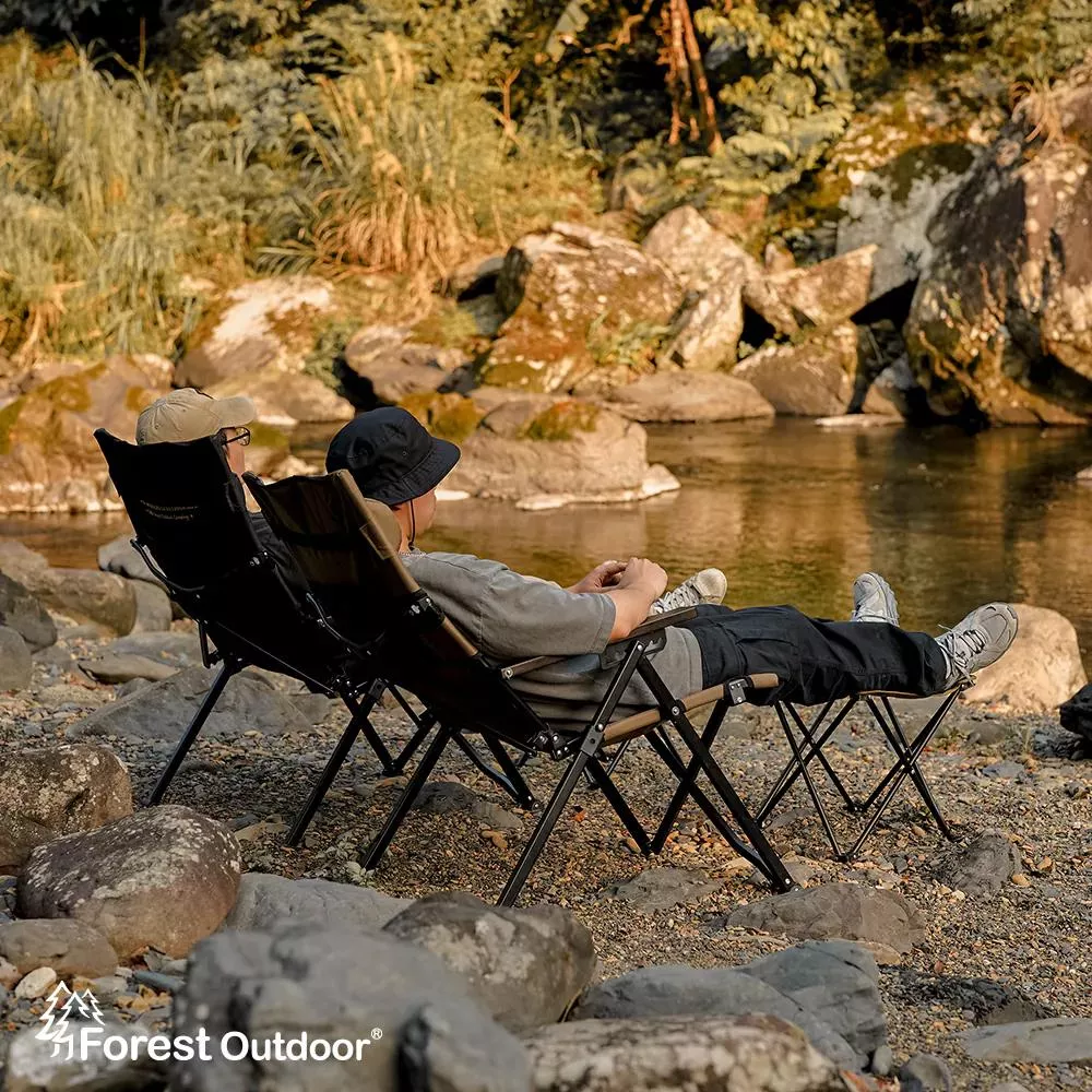 【營伙蟲1613】Forest Outdoor 頂級七段傾斜 大川椅 送摺疊凳+杯架 露營椅 椅子 休閒椅 巨川椅