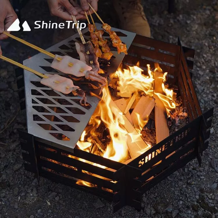 【營伙蟲1405】ShineTrip 山趣 05系列 可拆卸烤網 304不鏽鋼 露營柴火爐 耐高溫不變形 焚火台