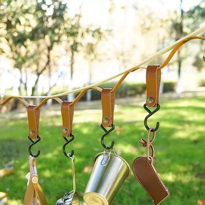 【營伙蟲1729】ISE皮革掛勾 PU皮革 掛環 掛扣 置物架 置物環 野營野餐 推車掛勾 S型掛勾 置物架掛勾