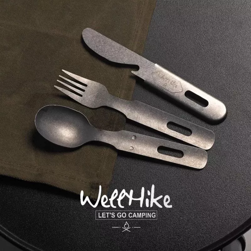【營伙蟲2018】WELLHIKE 三合一不銹鋼餐具 刀叉 餐具 湯匙 戶外餐具 野營 輕便餐具 露營 環保餐具 登山