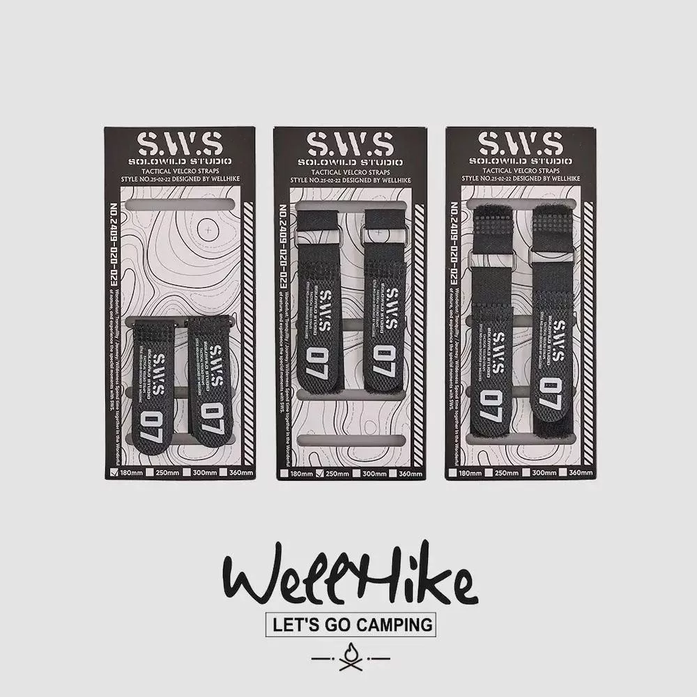 【營伙蟲2217】WELLHIKE SWS魔鬼氈綁帶-2入 18cm 25cm 30cm 露營魔鬼氈束帶 露營收納扣環式固定束帶