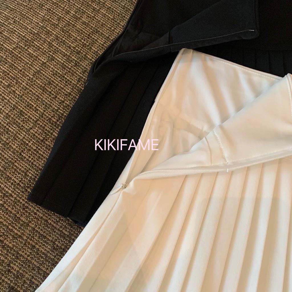 KIKIFAME🖤兩色 質感小仙女百褶短裙(防走光) 短裙 高腰裙 百褶裙 褲裙 白色短裙 黑色短裙 A字短裙