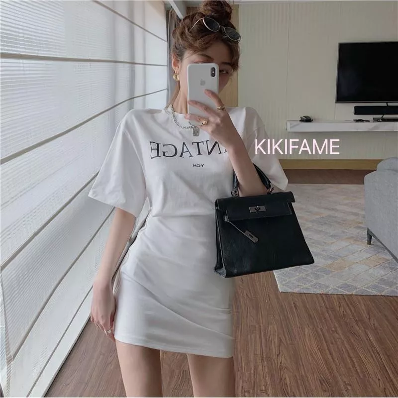 🔥美 兩色 CHIC字母鏤空短袖洋裝 短袖連身裙 鏤空洋裝 露腰洋裝 露腰連身裙 包臀洋裝 性感洋裝 KIKIFAME