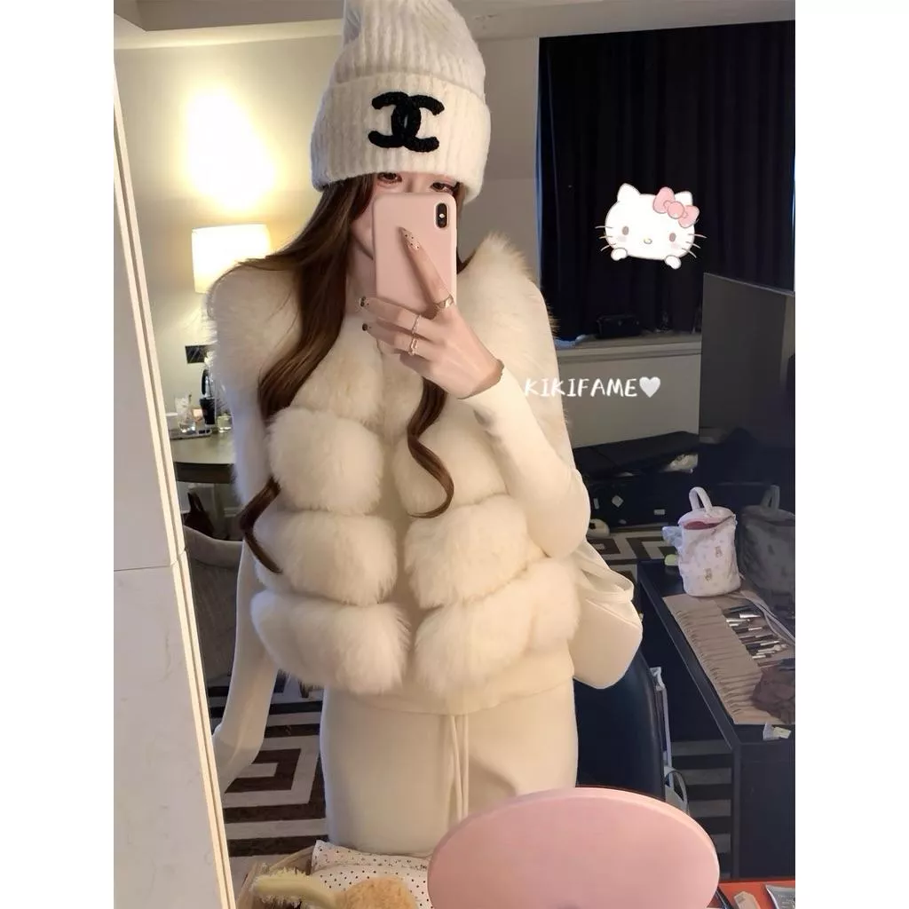 【𝐊𝐈𝐊𝐈𝐅𝐀𝐌𝐄】🌷巨美啊✨雪國精靈！雲朵泡泡毛毛馬甲背心 毛毛背心 背心外套 皮草外套 保暖外套 皮草背心 毛毛外套