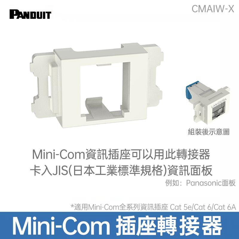 PANDUIT Mini-Com轉接器安裝於JIS面板上(例如Panasonic面板)