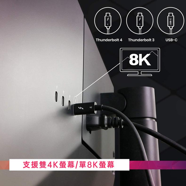 Thunderbolt 4 USB-C超高速傳輸訊號充電線『Active-2公尺』 - 支援8K 顯示器 / 40Gbps數據傳輸 / 100W充電