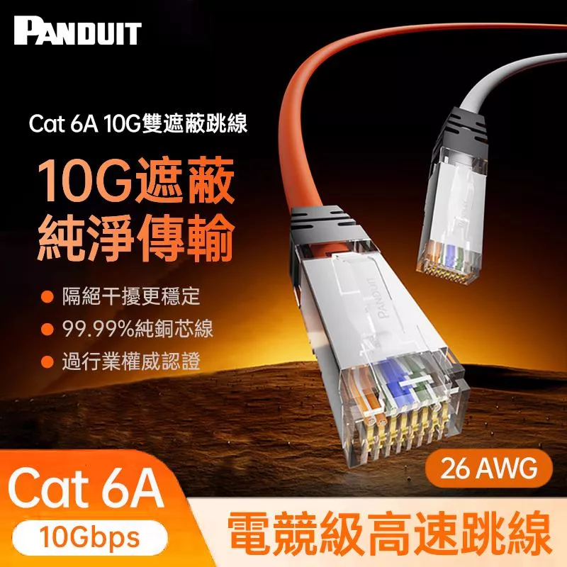 PANDUIT Cat 6A S/FTP  26AWG 雙遮蔽式跳接線 - STP6X
