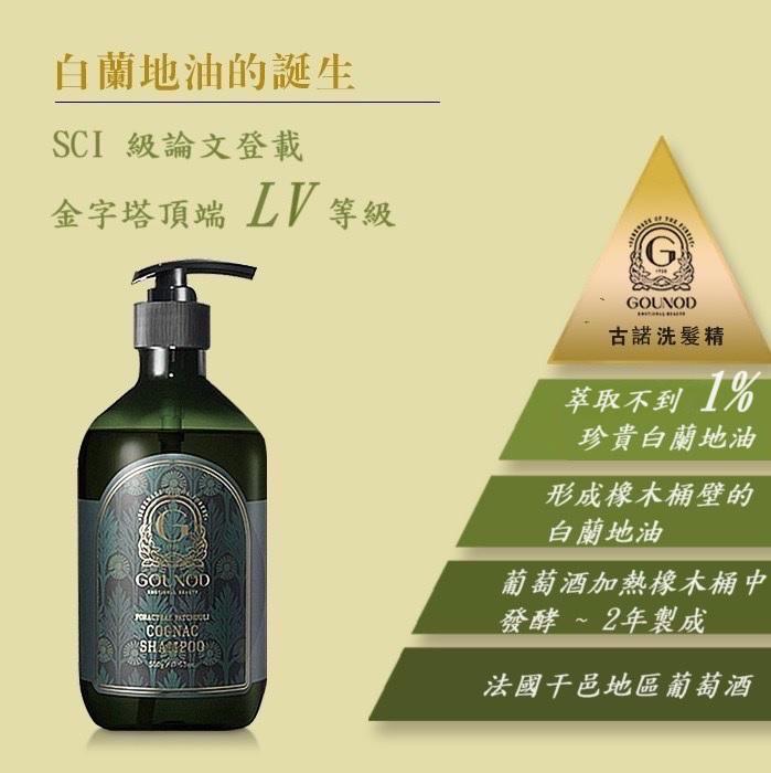 法國 古諾 GOUNOD 廣藿香干邑白蘭地洗髮精PLUS＋500ml x1入