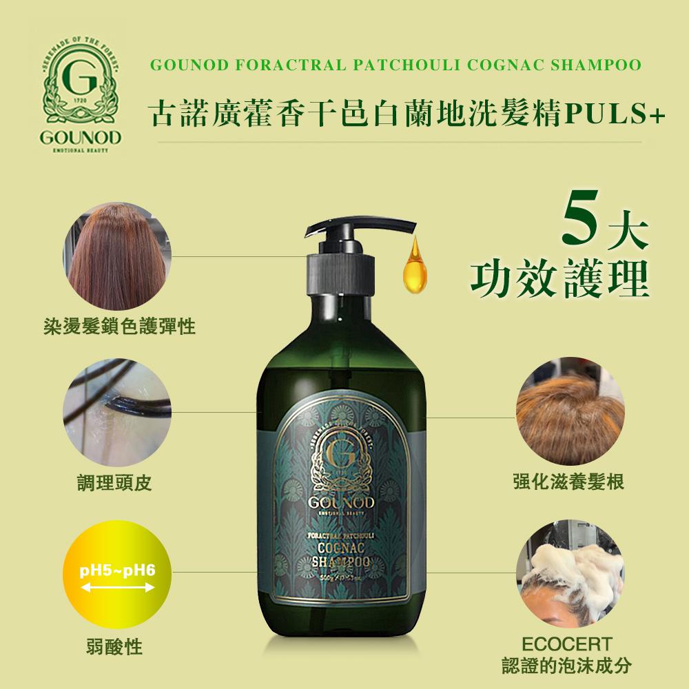 法國 古諾 GOUNOD 廣藿香干邑白蘭地洗髮精PLUS＋500ml x1入