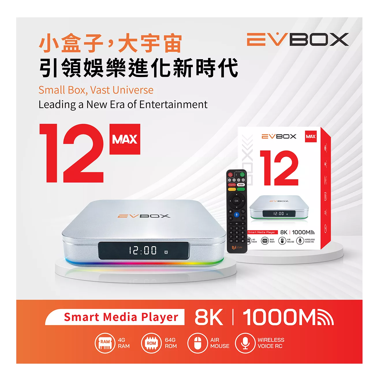 ⚡現貨免運⚡【✨最新易播12MAX 語音旗艦 EVBOX 12MAX 】 送 易播盒子專屬好禮 官方正品