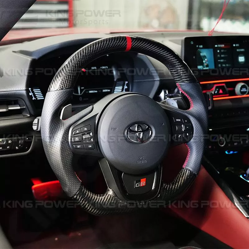 KP擎利國際 A90 Supra 碳纖維 方向盤 超轉表 透氣皮 (紅線) 不含氣囊 實體店面 預約安裝