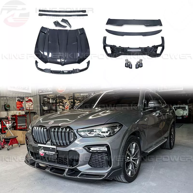 KP擎利國際 BMW X6 G06 LD款碳纖維套件 前下巴/後下巴+尾飾管/尾翼+頂翼 /葉子板風口 /引擎蓋/側裙 KP擎利國際 BMW X6 G06 LD款碳纖維套件 前下巴/後下巴+尾飾管/尾翼+頂翼 /葉子板風口 /引擎蓋/側裙