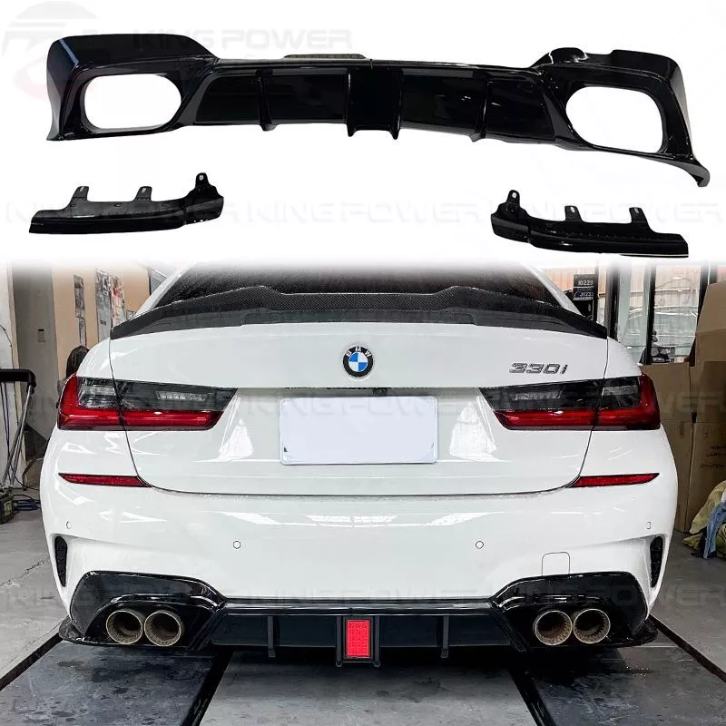 KP擎利國際 BMW G20 G21 前期 競技款 亮黑 後下巴+包角含燈 下巴 四出