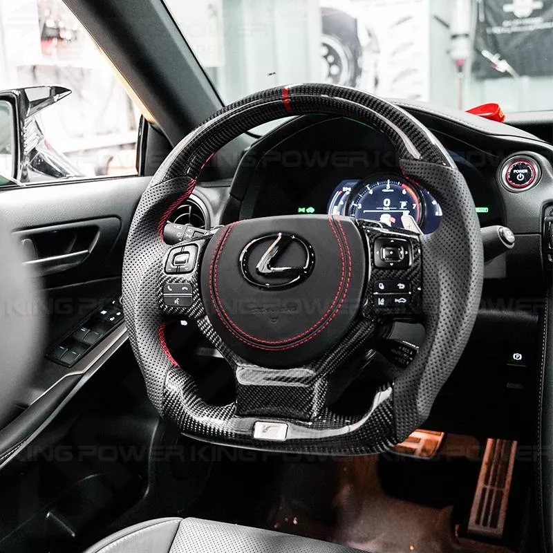 KP擎利國際 LEXUS IS 三代 碳纖維 方向盤 卡夢方向盤 左右皮 紅縫線 定位圈