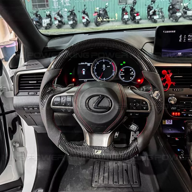KP擎利國際 LEXUS RX 四代 碳纖維 方向盤 卡夢方向盤 左右皮 紅色縫線