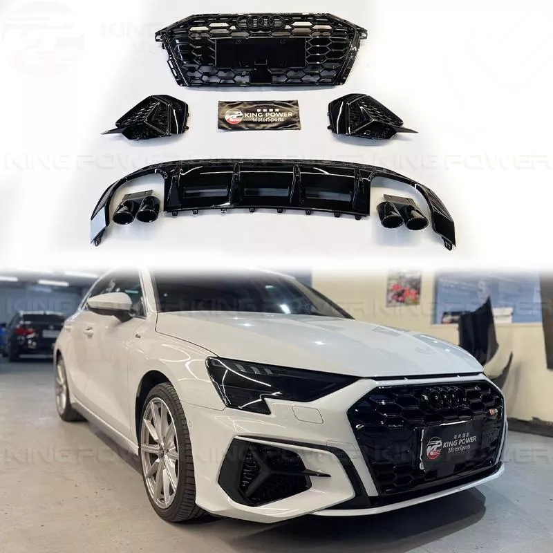 KP擎利國際 22+ Audi A3（三代）升級 S3 水箱罩 前風刀 後下巴+尾管 外觀套件
