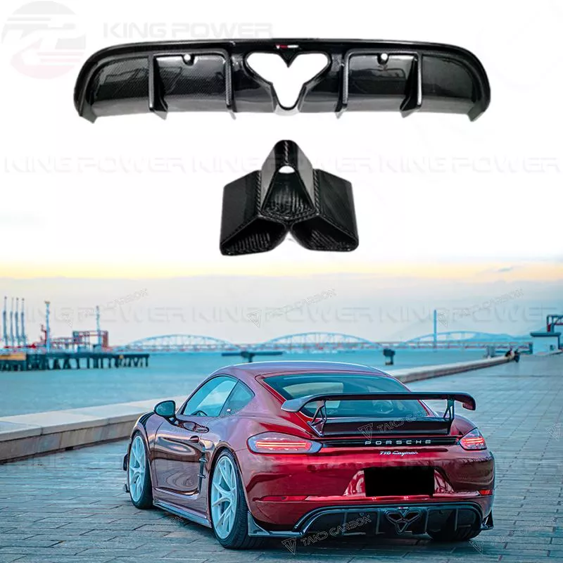 KP擎利國際 保時捷 Porsche 982 718 Cayman TAKD A款 乾碳纖維 後唇 後下巴+尾飾管