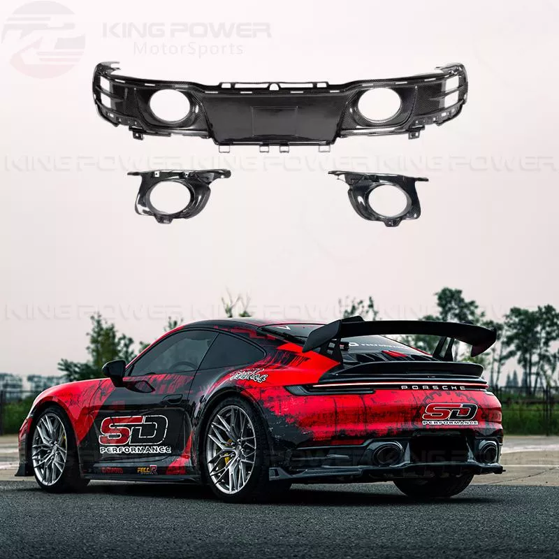 KP擎利國際 保時捷 Porsche 911 992 TAKD 乾碳纖維 後中唇+尾管 後下
