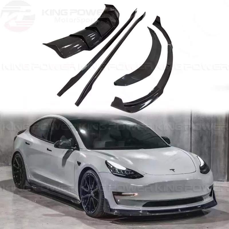 KP擎利國際 Tesla特斯拉 Model 3 碳纖維 V款全車套件 前下巴 側裙 後下巴 尾翼