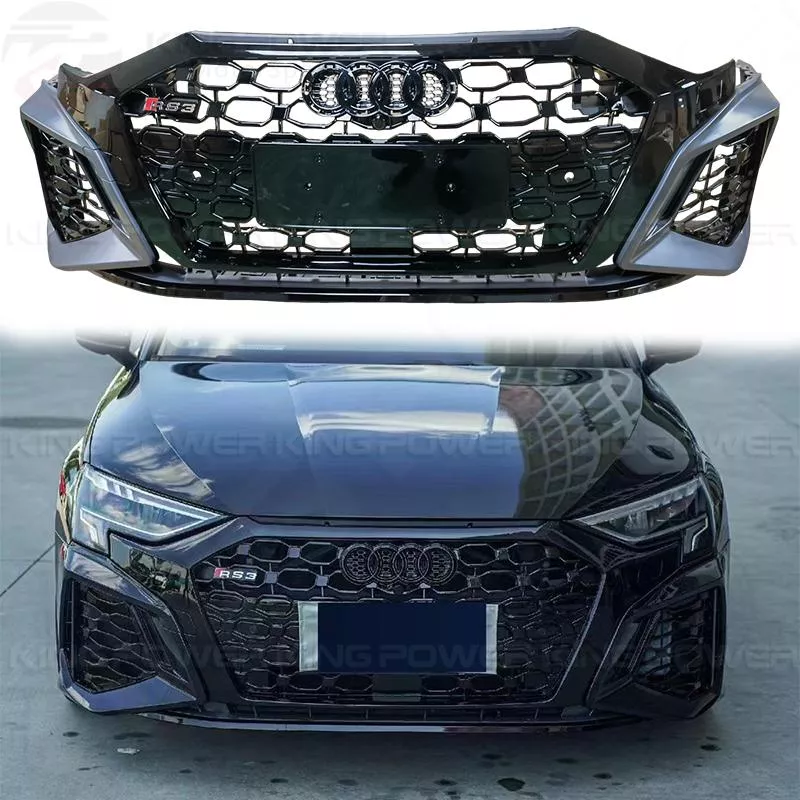 KP擎利國際 20+ Audi 8Y A3 升級RS3 前保桿 水箱罩+後下巴 尾飾管 大包改裝 保桿 水箱 中網