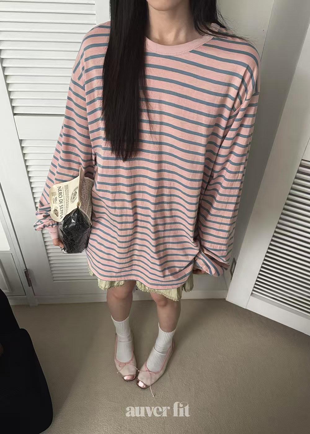 條紋圓領休閒風上衣