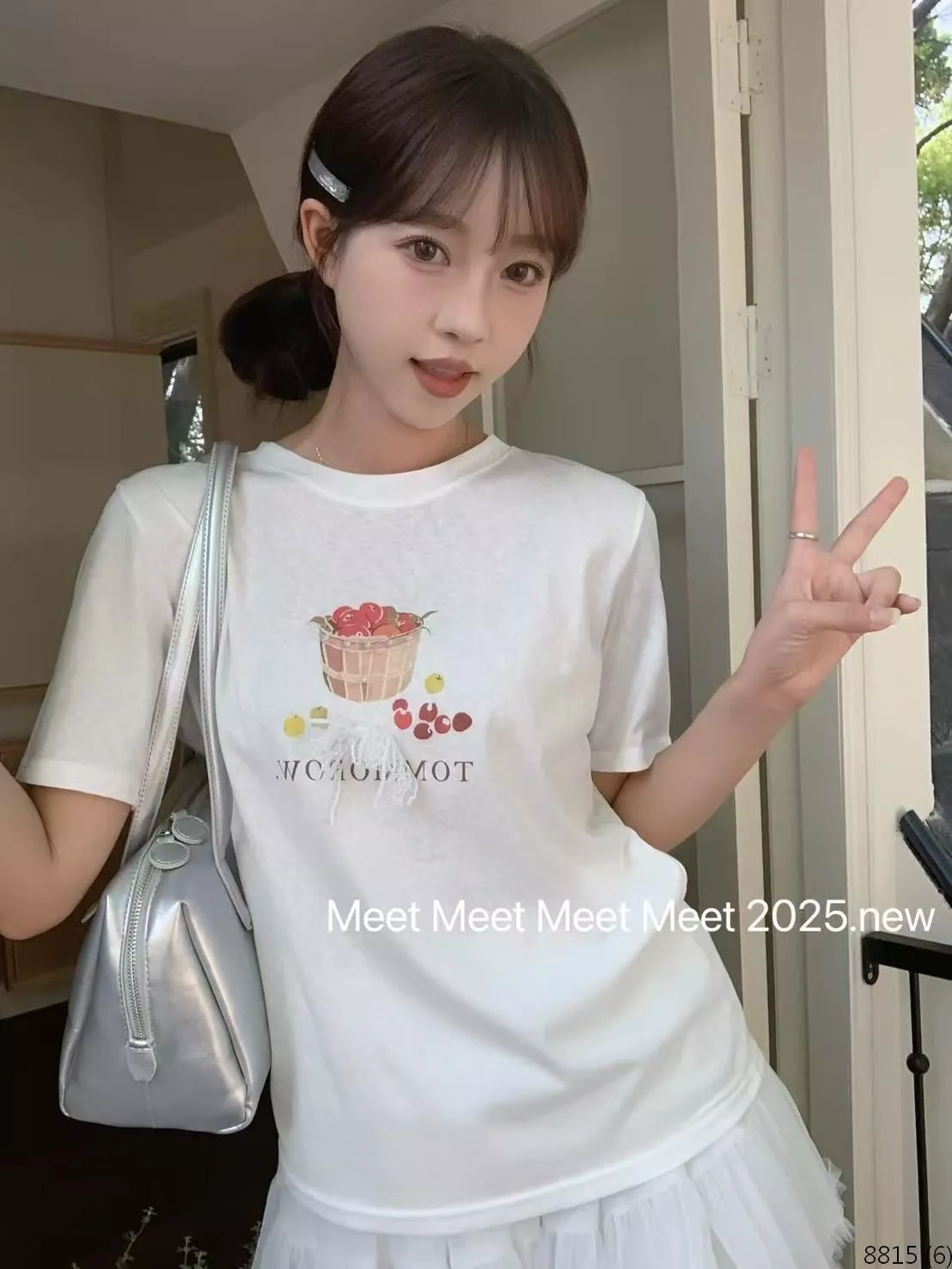 預購。小莓果蝴蝶結雪花棉T桖