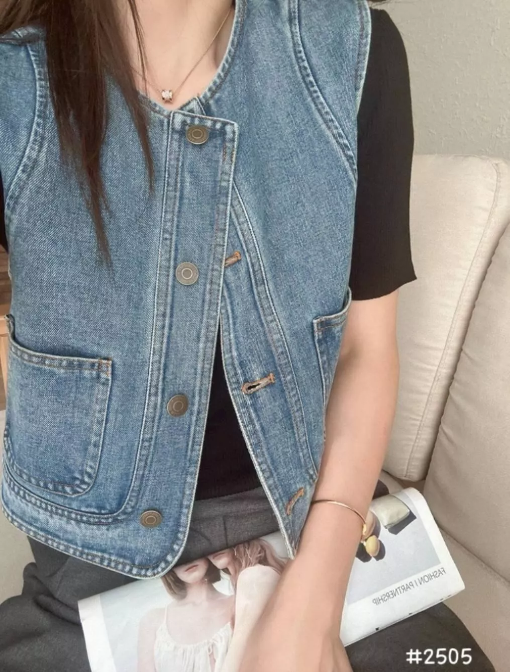 預購。百搭短版牛仔背心