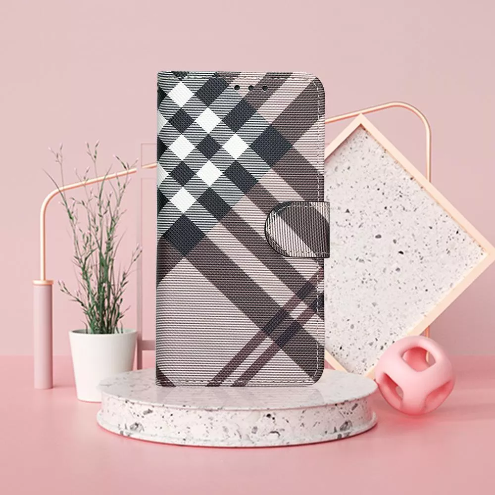 Samsung Galaxy A系列 (精品版) 英倫格紋經典手機皮套 - 棕色格紋