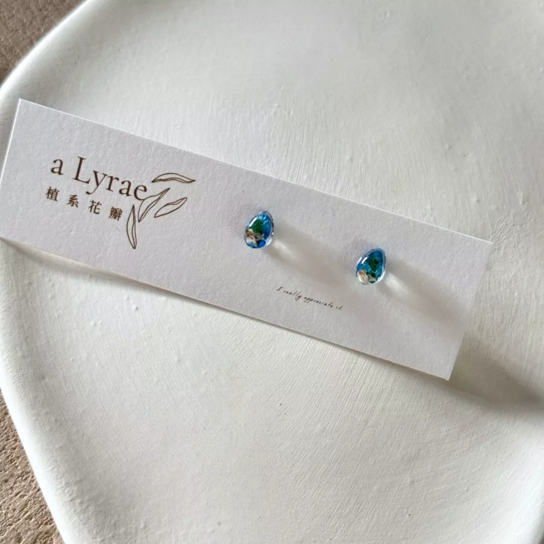 aLyrae手作飾品 | 米粒系列 耳針式 耳環  醫療鋼  地球 香雪球