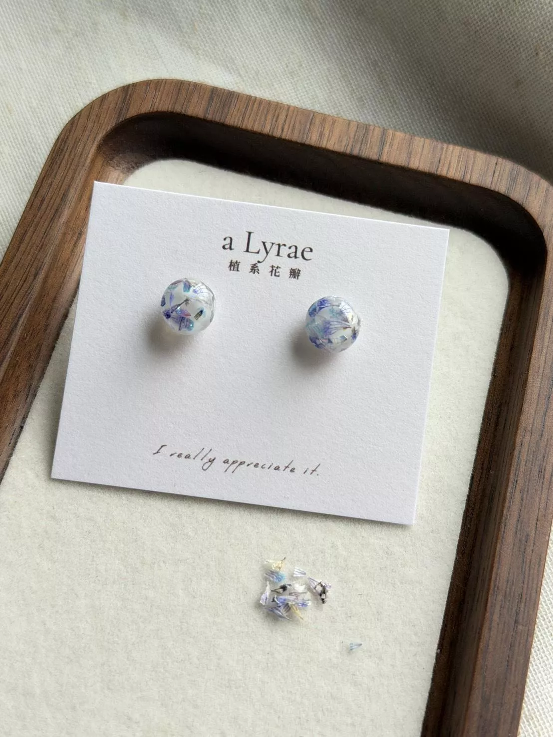 aLyrae手作飾品 | 日系列 耳針式 耳環  醫療鋼 青花瓷系列 青綠