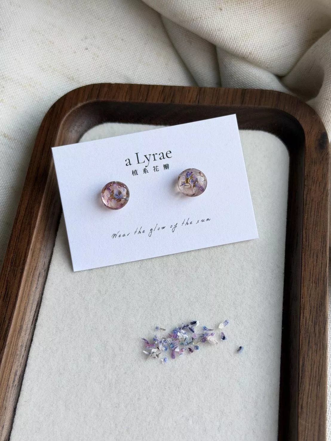 aLyrae手作飾品 | 日系列 耳針式 耳環  鍍14K金 粉彩系列 明亮款
