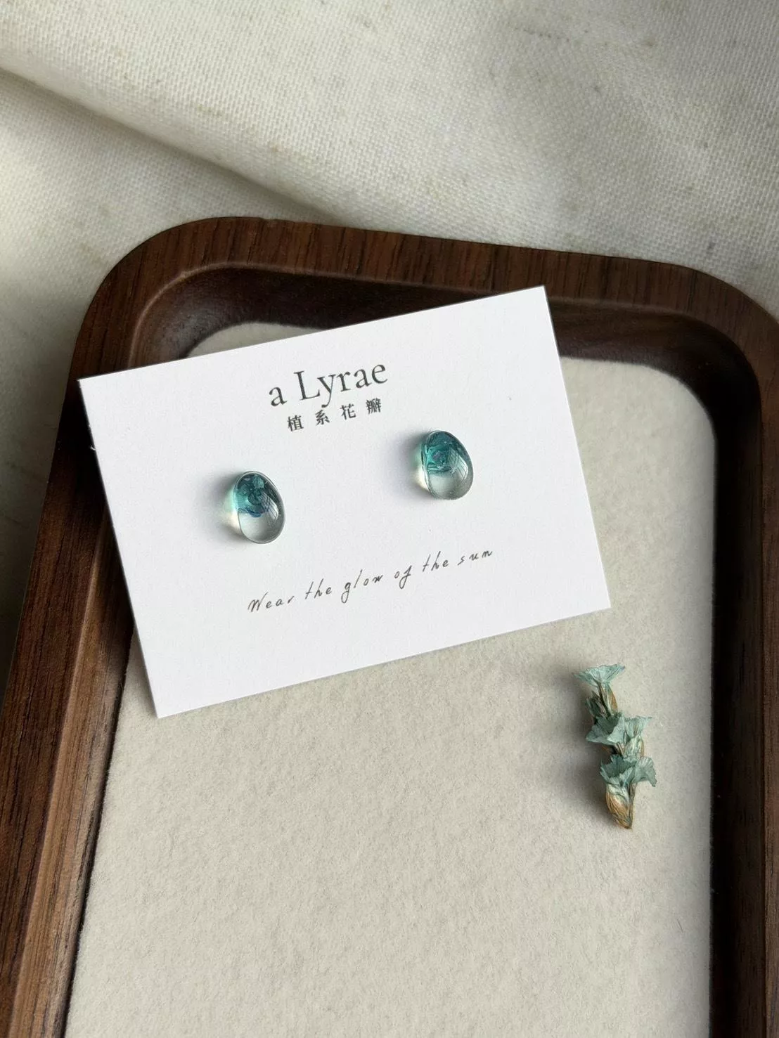 aLyrae手作飾品 | 極日系列 耳針式 耳環 醫療鋼  糖豆  留白系列 藍調