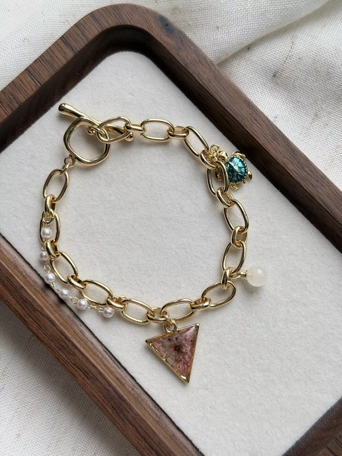 aLyrae手作飾品 | 手鍊系列  日本鍊條 無鎳 鍍14K金 無花果色