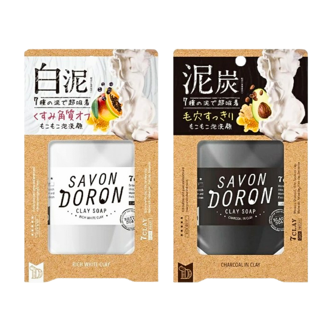 日本《SAVON DORON》天然礦物泥狀高保濕泡沫潔顏乳 白泥/泥炭110g